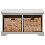 Banc de rangement tressé Euphemia marron SAFAVIEH - 33,5 x 16,1 x 19,9 - 34L x 16P x 20H