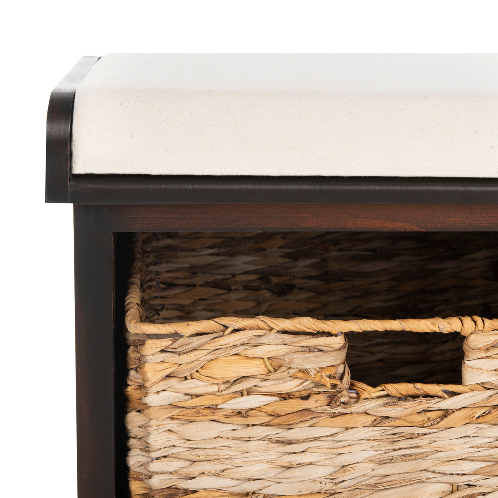 Banc de rangement tressé Euphemia marron SAFAVIEH - 33,5 x 16,1 x 19,9 - 34L x 16P x 20H