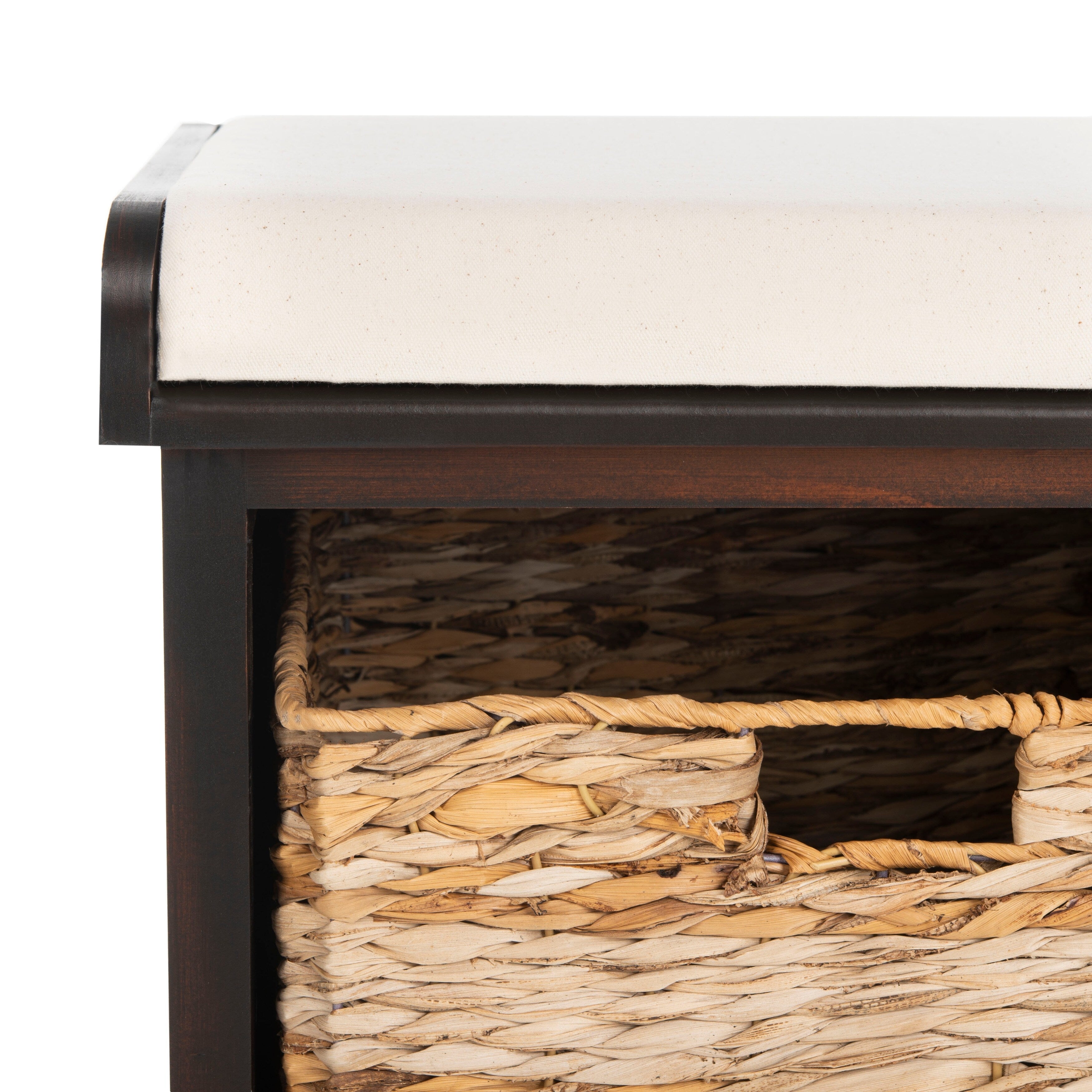 Banc de rangement tressé Euphemia marron SAFAVIEH - 33,5 x 16,1 x 19,9 - 34L x 16P x 20H