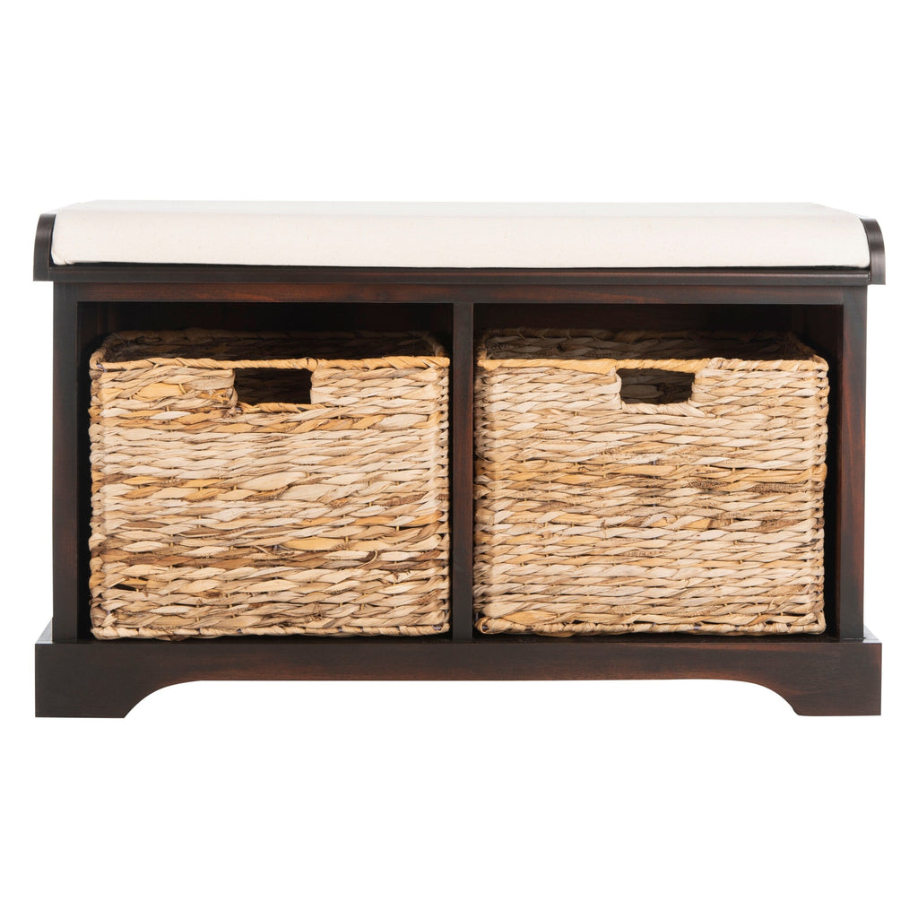 Banc de rangement tressé Euphemia marron SAFAVIEH - 33,5 x 16,1 x 19,9 - 34L x 16P x 20H