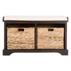Banc de rangement tressé Euphemia marron SAFAVIEH - 33,5 x 16,1 x 19,9 - 34L x 16P x 20H