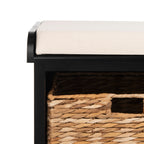 Banc de rangement tressé Euphemia marron SAFAVIEH - 33,5 x 16,1 x 19,9 - 34L x 16P x 20H