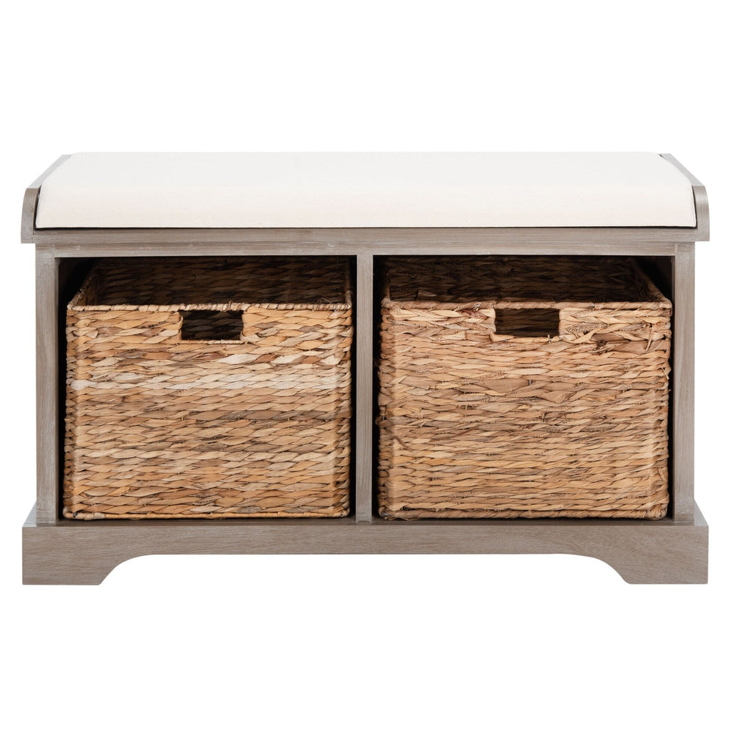 Banc de rangement tressé Euphemia marron SAFAVIEH - 33,5 x 16,1 x 19,9 - 34L x 16P x 20H