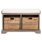 Banc de rangement tressé Euphemia marron SAFAVIEH - 33,5 x 16,1 x 19,9 - 34L x 16P x 20H