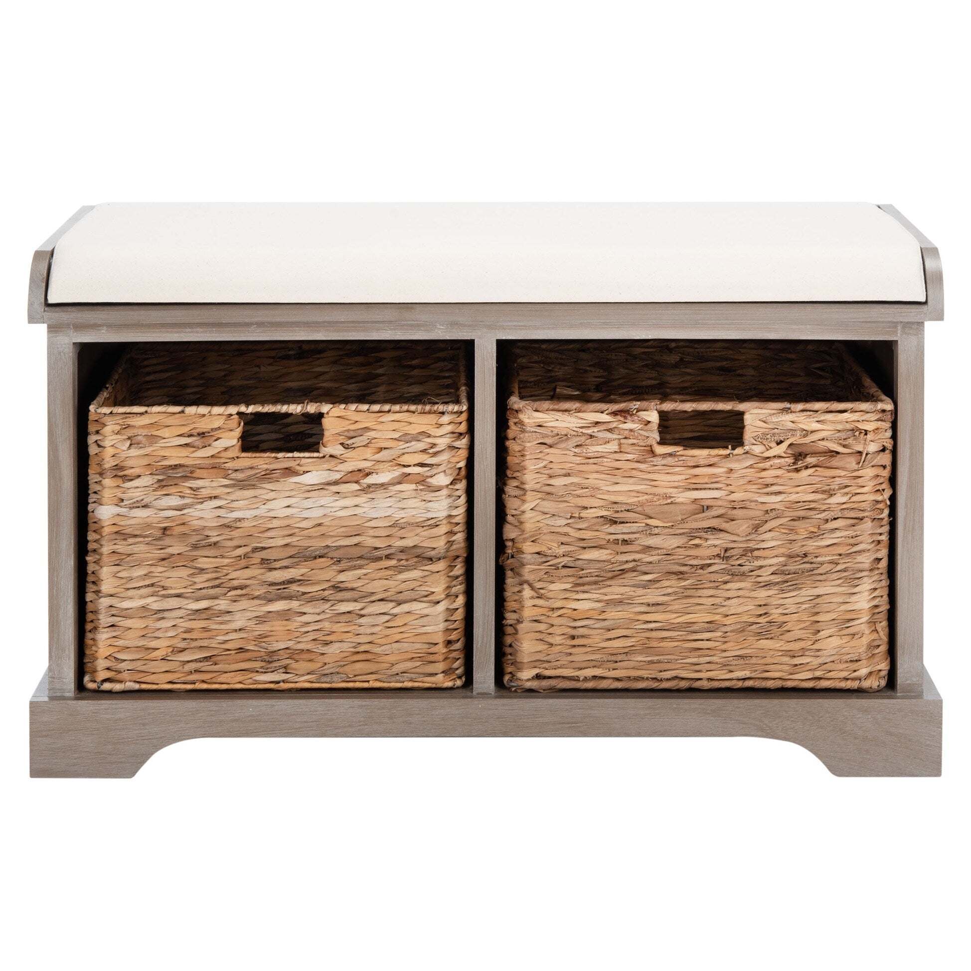 Banc de rangement tressé Euphemia marron SAFAVIEH - 33,5 x 16,1 x 19,9 - 34L x 16P x 20H