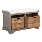 Banc de rangement tressé Euphemia marron SAFAVIEH - 33,5 x 16,1 x 19,9 - 34L x 16P x 20H