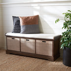 Banc de rangement à 3 tiroirs avec coussins SAFAVIEH Fiorello - 47,3 L x 15 L x 19 H - 47 L x 15 P x 19 H