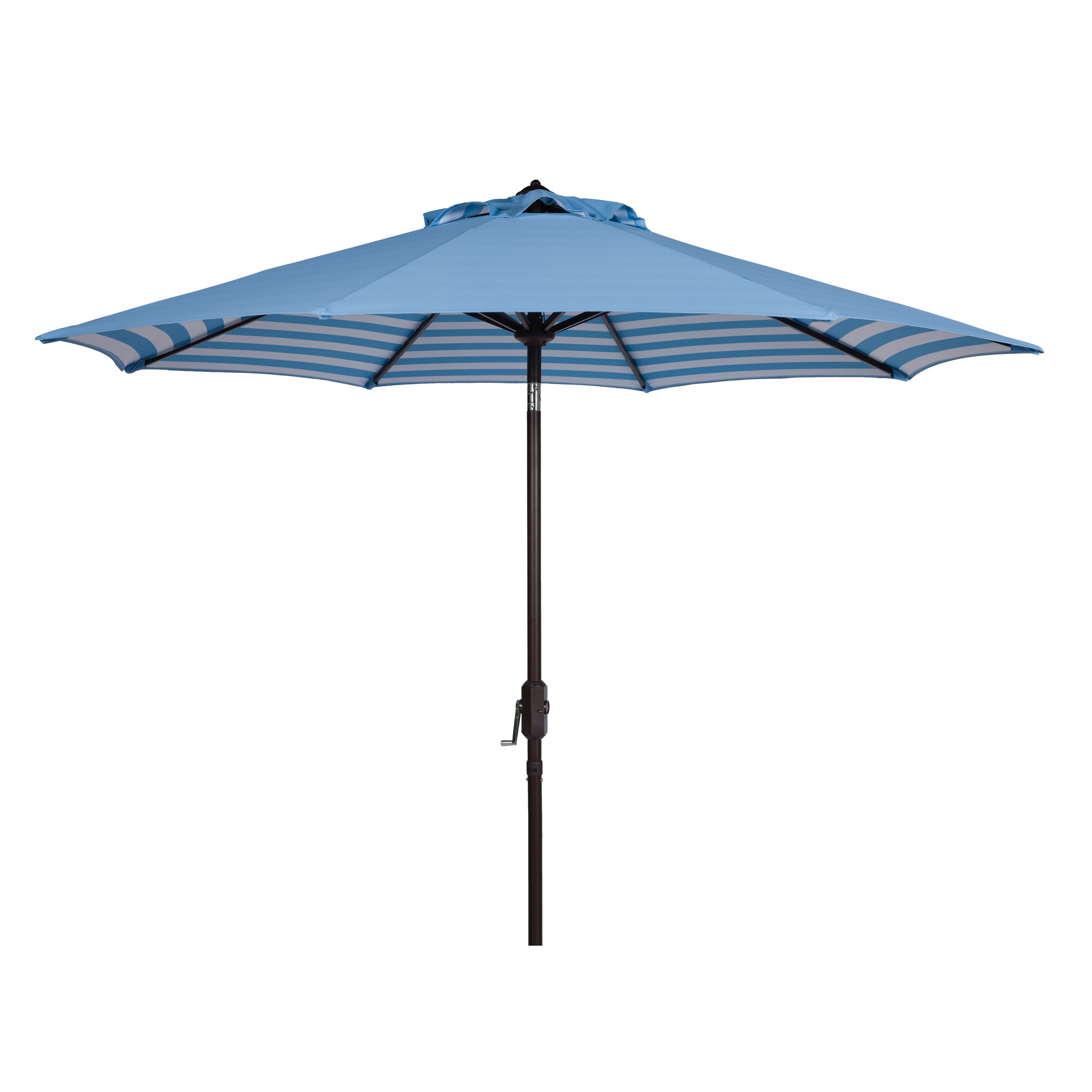 Parasol d'extérieur à manivelle rayé SAFAVIEH Hadire Inside Out de 9 pieds