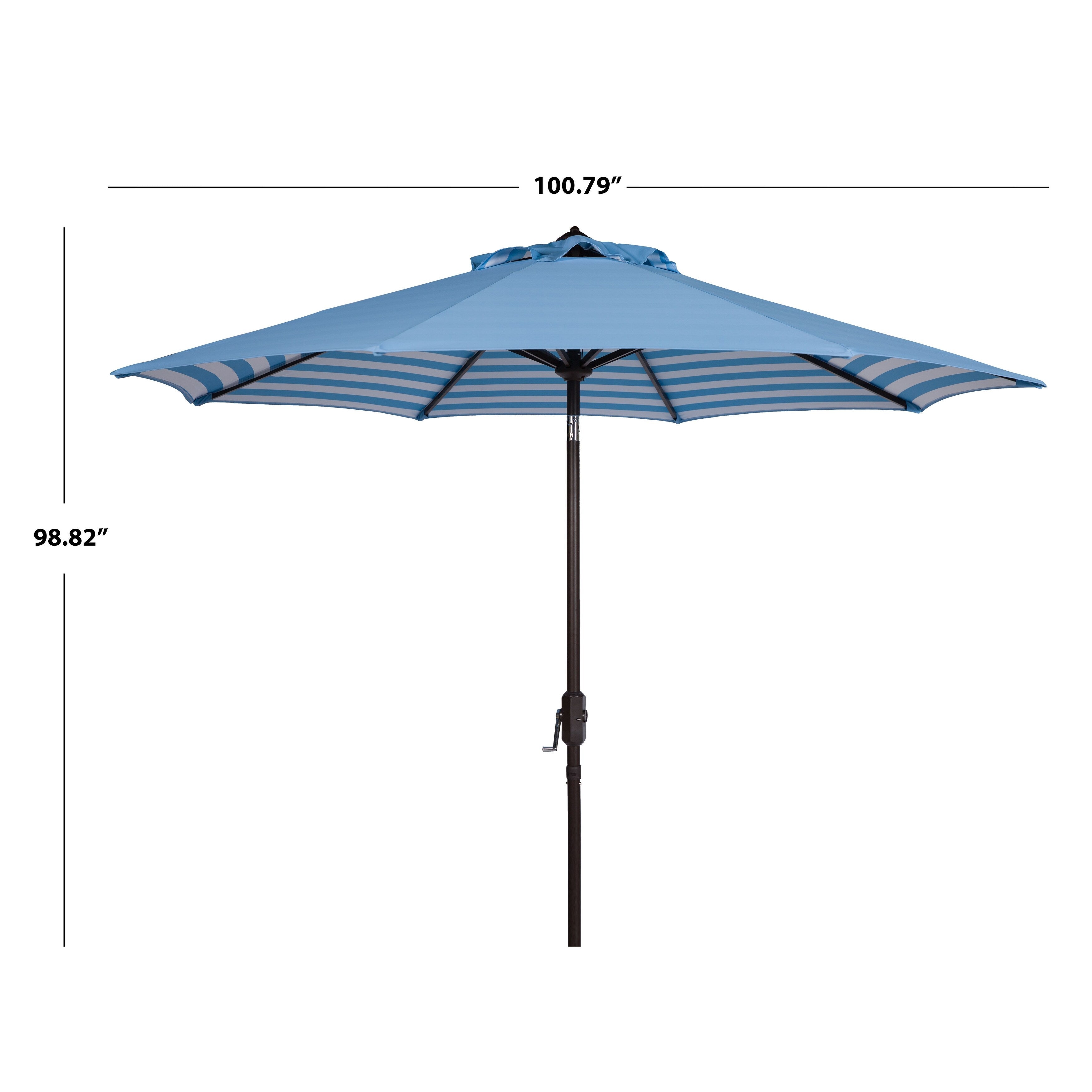 Parasol d'extérieur à manivelle rayé SAFAVIEH Hadire Inside Out de 9 pieds