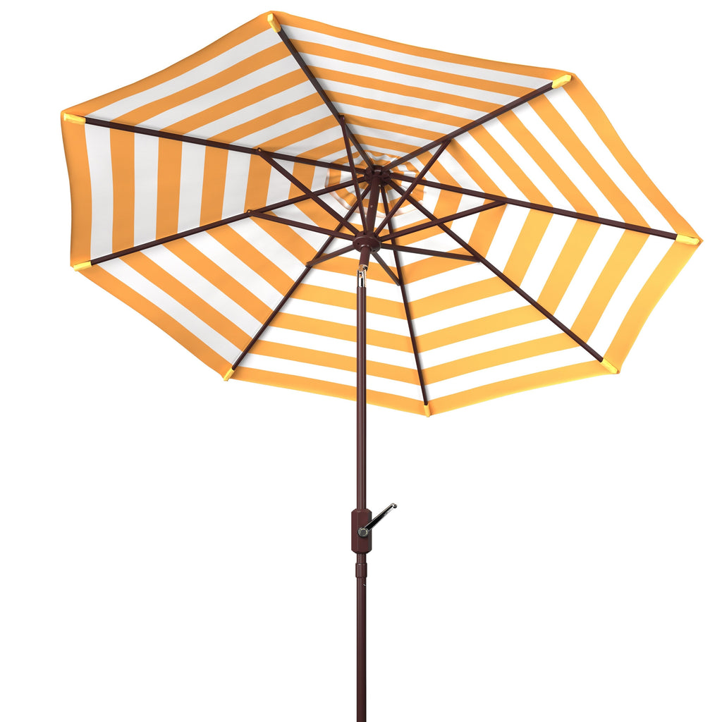 Parasol d'extérieur à manivelle rayé SAFAVIEH Hadire Inside Out de 9 pieds