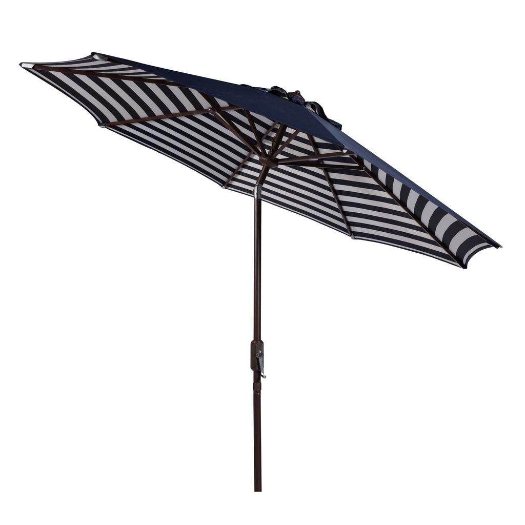 Parasol d'extérieur à manivelle rayé SAFAVIEH Hadire Inside Out de 9 pieds