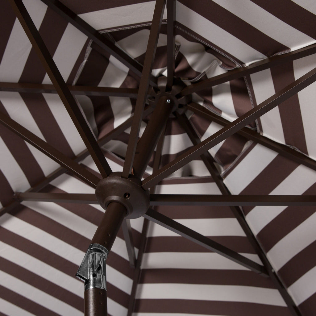Parasol d'extérieur à manivelle rayé SAFAVIEH Hadire Inside Out de 9 pieds