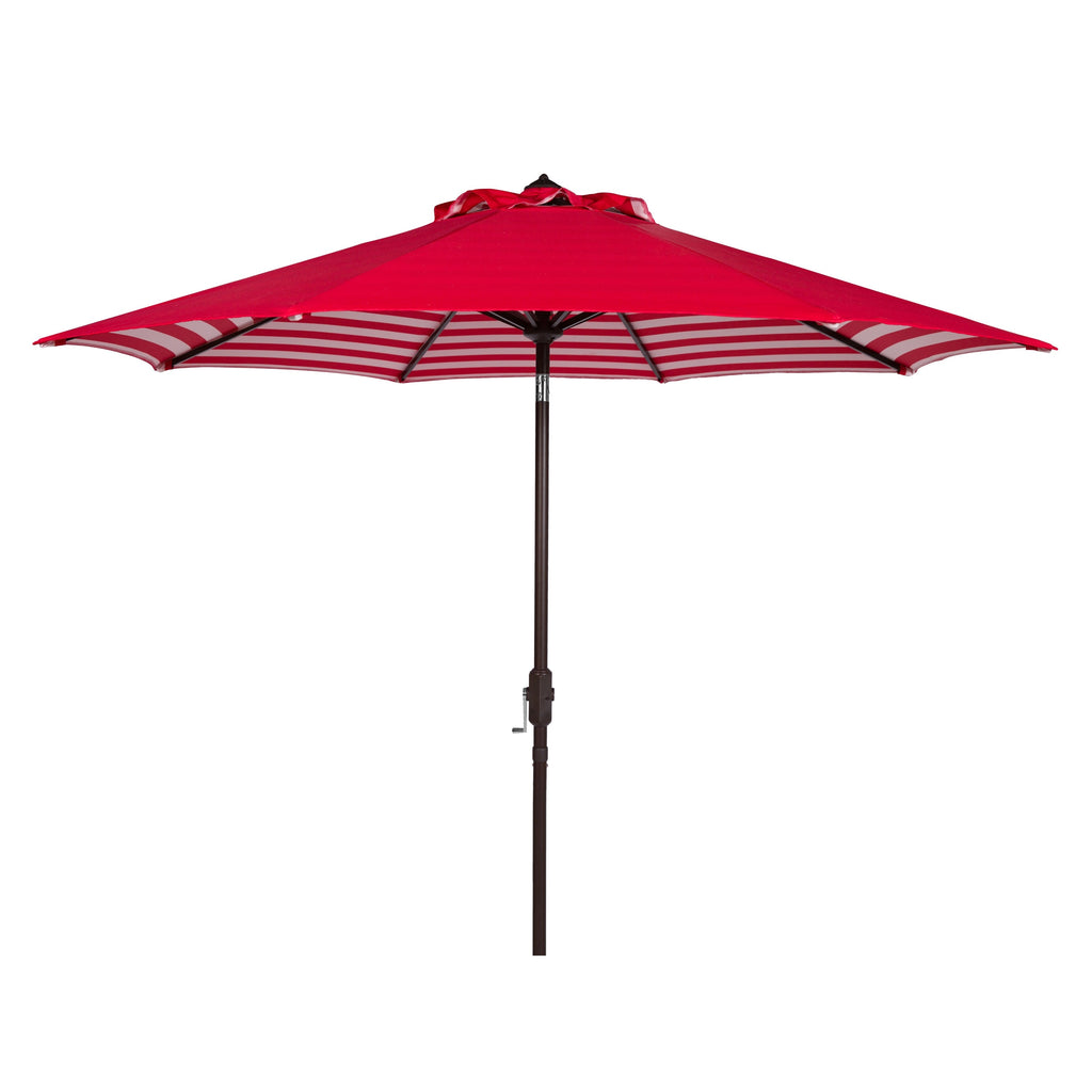 Parasol d'extérieur à manivelle rayé SAFAVIEH Hadire Inside Out de 9 pieds