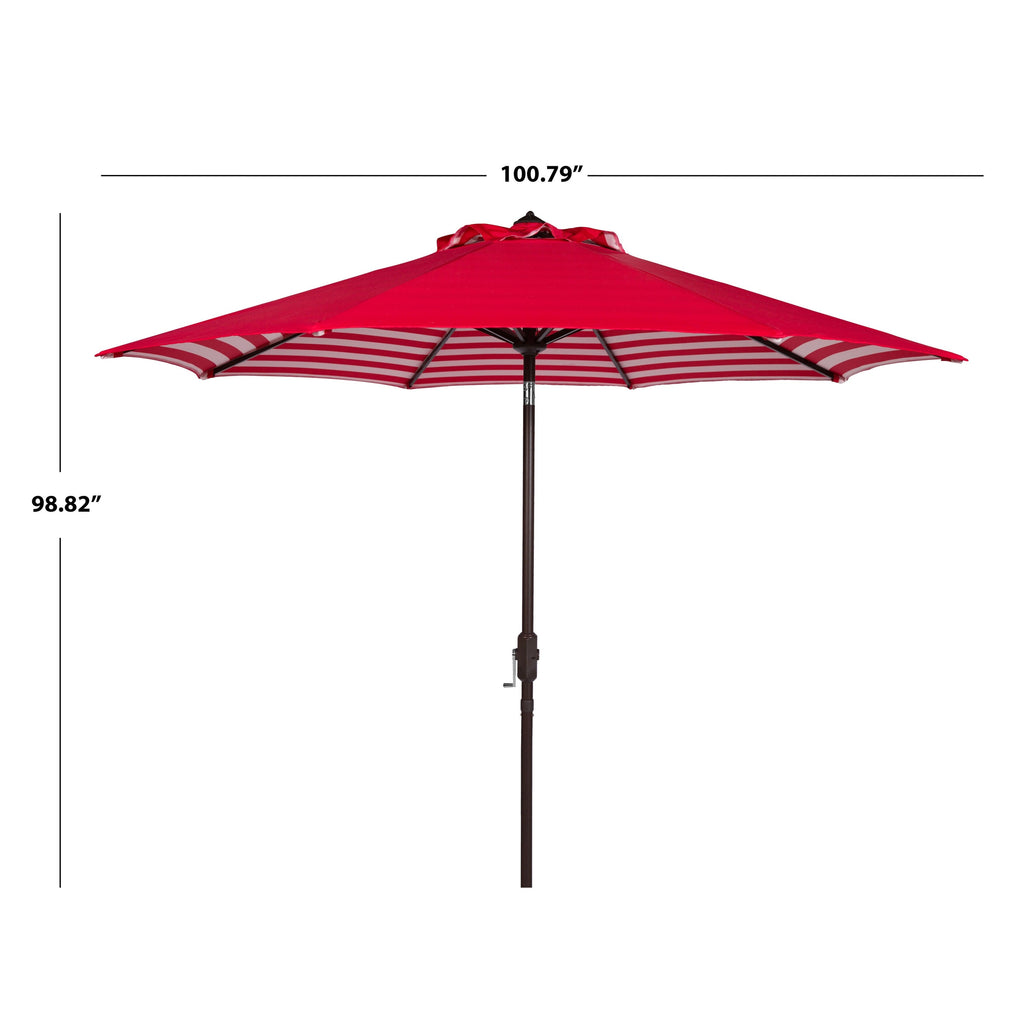 Parasol d'extérieur à manivelle rayé SAFAVIEH Hadire Inside Out de 9 pieds