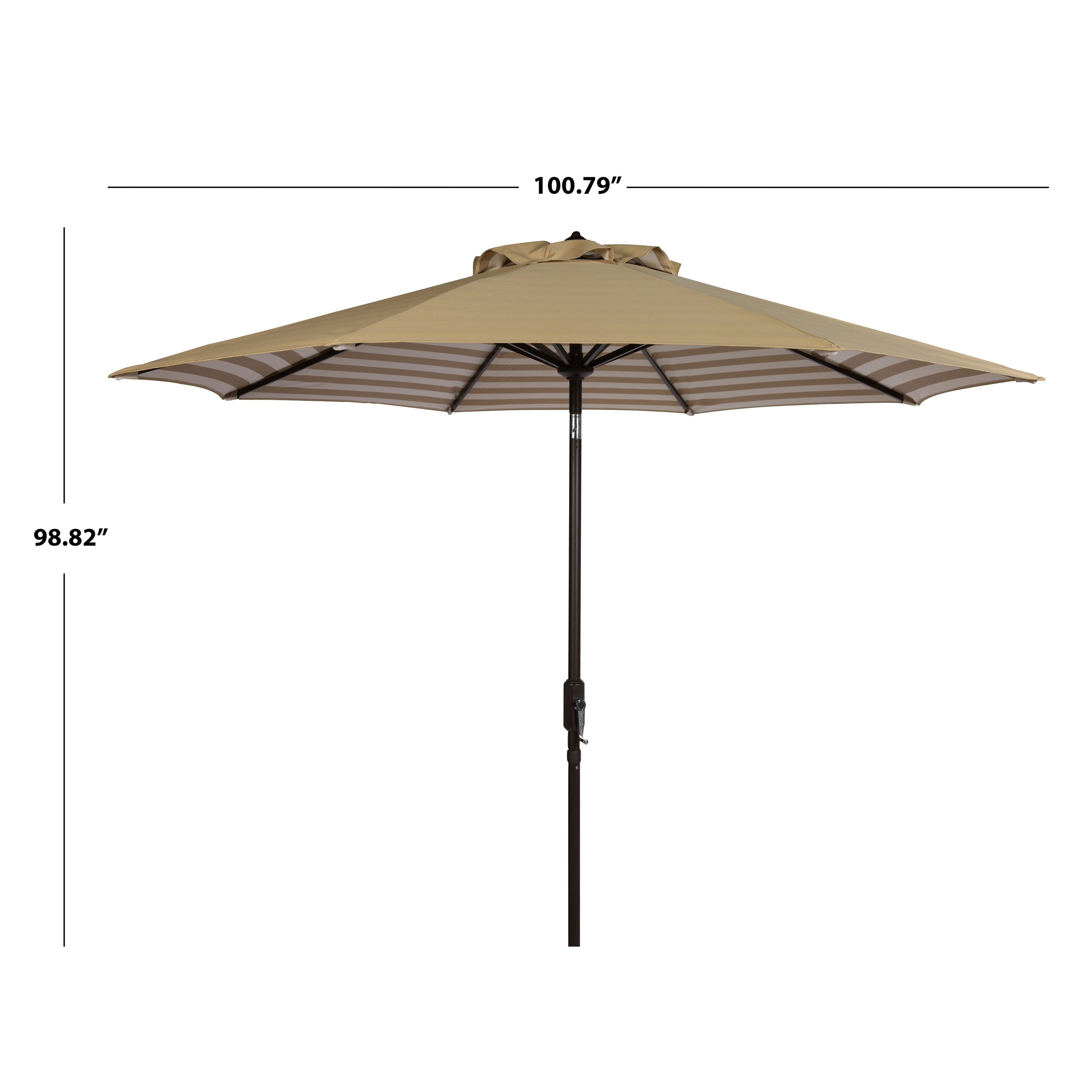 Parasol d'extérieur à manivelle rayé SAFAVIEH Hadire Inside Out de 9 pieds