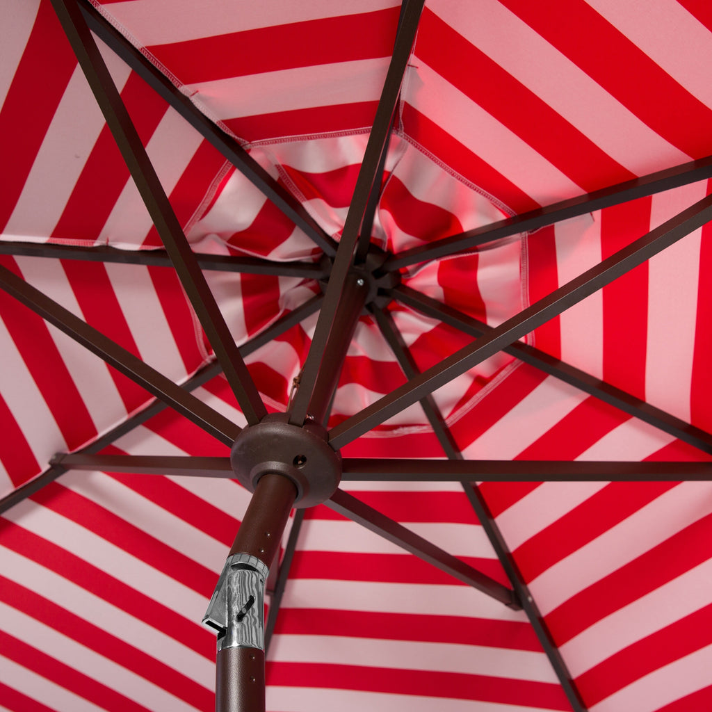 Parasol d'extérieur à manivelle rayé SAFAVIEH Hadire Inside Out de 9 pieds