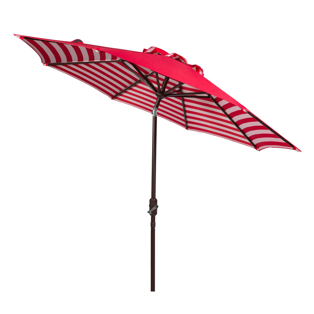 Parasol d'extérieur à manivelle rayé SAFAVIEH Hadire Inside Out de 9 pieds