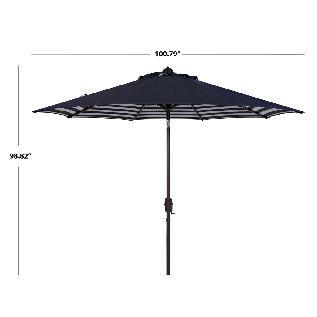Parasol d'extérieur à manivelle rayé SAFAVIEH Hadire Inside Out de 9 pieds