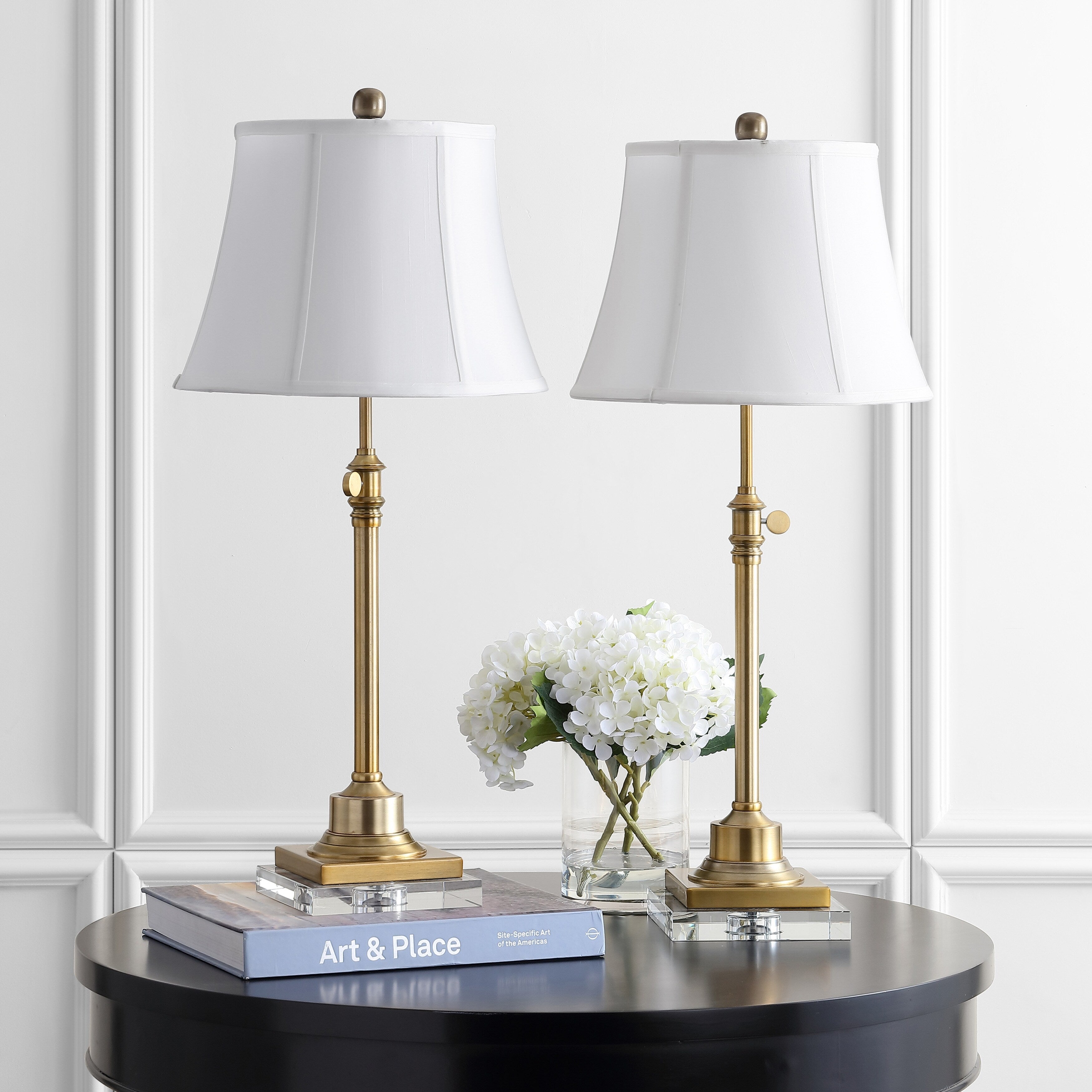 SAFAVIEH Lighting Amande Lot de 2 lampes de table à hauteur réglable 27-31 pouces (13 L x 13 P x 31 H)