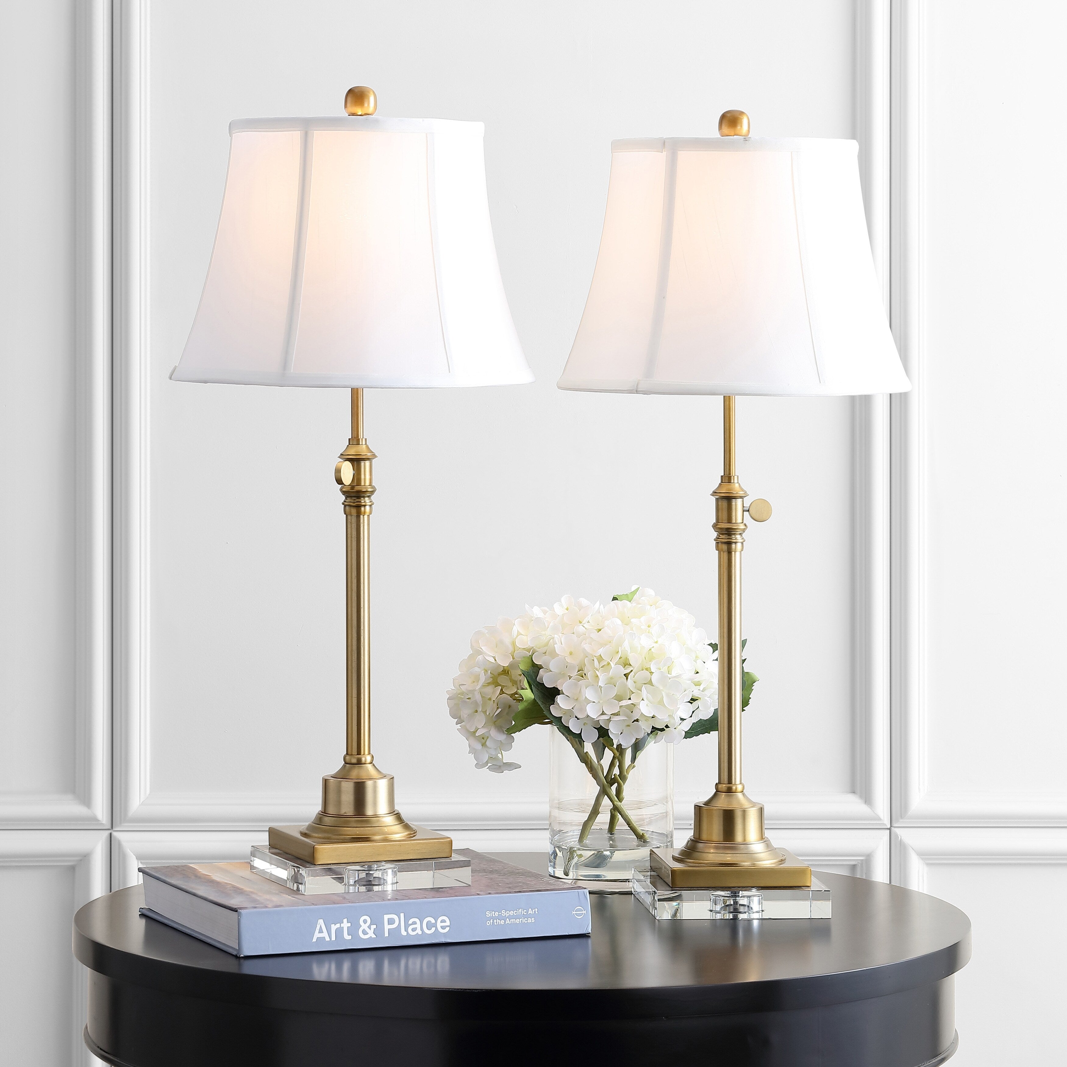 SAFAVIEH Lighting Amande Lot de 2 lampes de table à hauteur réglable 27-31 pouces (13 L x 13 P x 31 H)