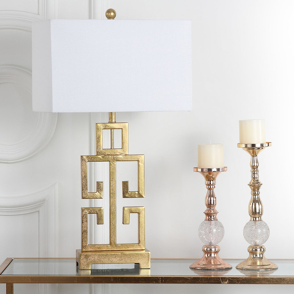 Lampe de table Chantelle de SAFAVIEH Lighting, 29 pouces, finition or antique grecque (lot de 2) - 16 L x 9 P x 29 H