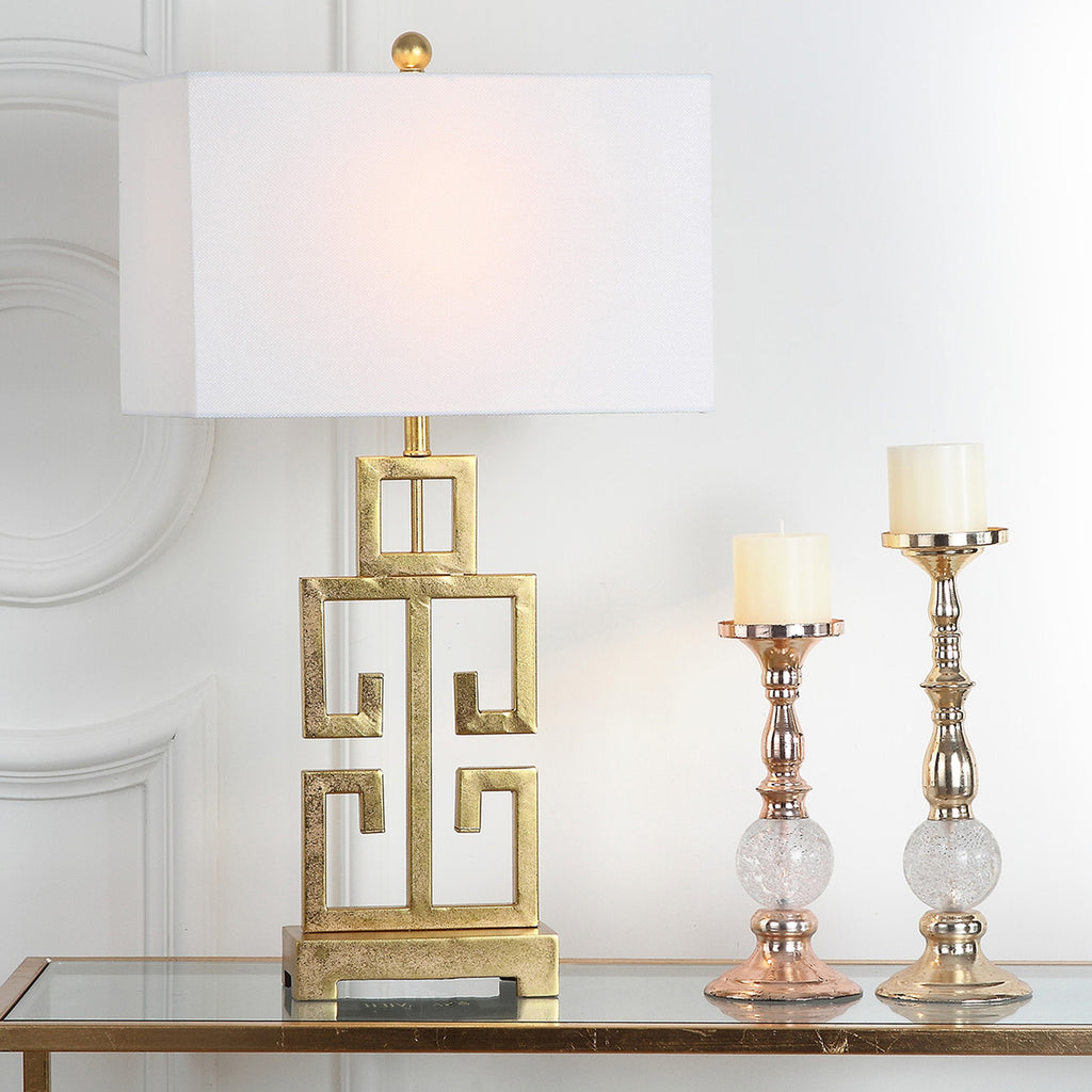 Lampe de table Chantelle de SAFAVIEH Lighting, 29 pouces, finition or antique grecque (lot de 2) - 16 L x 9 P x 29 H