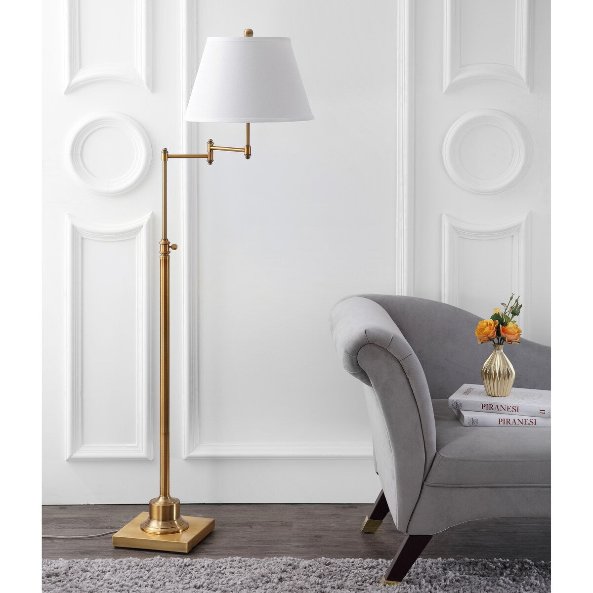 Lampadaire pivotant doré SAFAVIEH Lighting Tracee de 60 pouces - 16 x 16 x 54,5-68,5 - 16 L x 16 P x 69 H