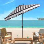 Parapluie à manivelle rayé SAFAVIEH Nargiz de 2,7 m, à motif festonné