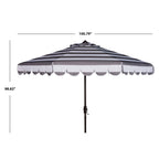 Parapluie à manivelle rayé SAFAVIEH Nargiz de 2,7 m, à motif festonné