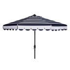 Parapluie à manivelle rayé SAFAVIEH Nargiz de 2,7 m, à motif festonné