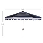 Parapluie à manivelle rayé SAFAVIEH Nargiz de 2,7 m, à motif festonné