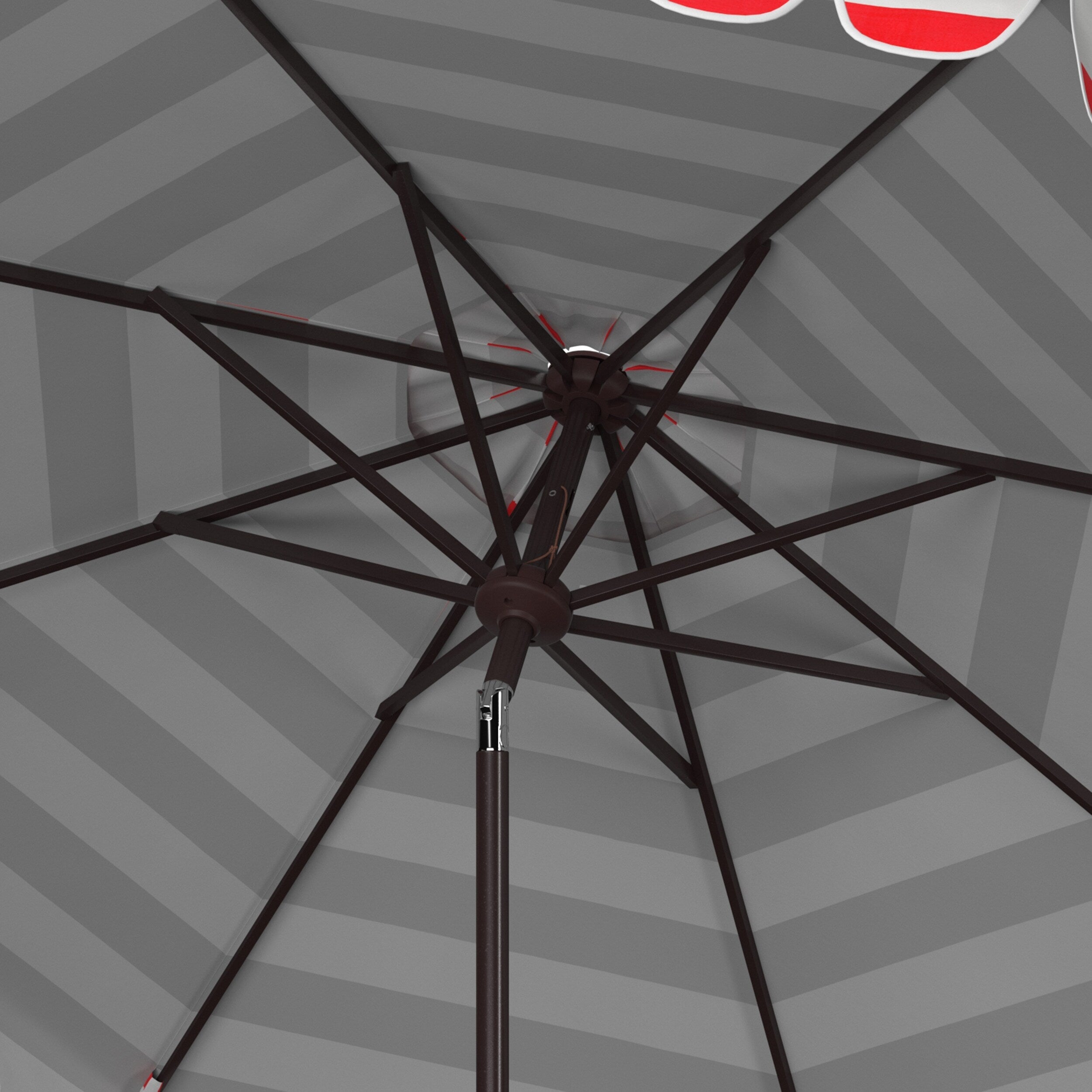 Parapluie à manivelle rayé SAFAVIEH Nargiz de 2,7 m, à motif festonné