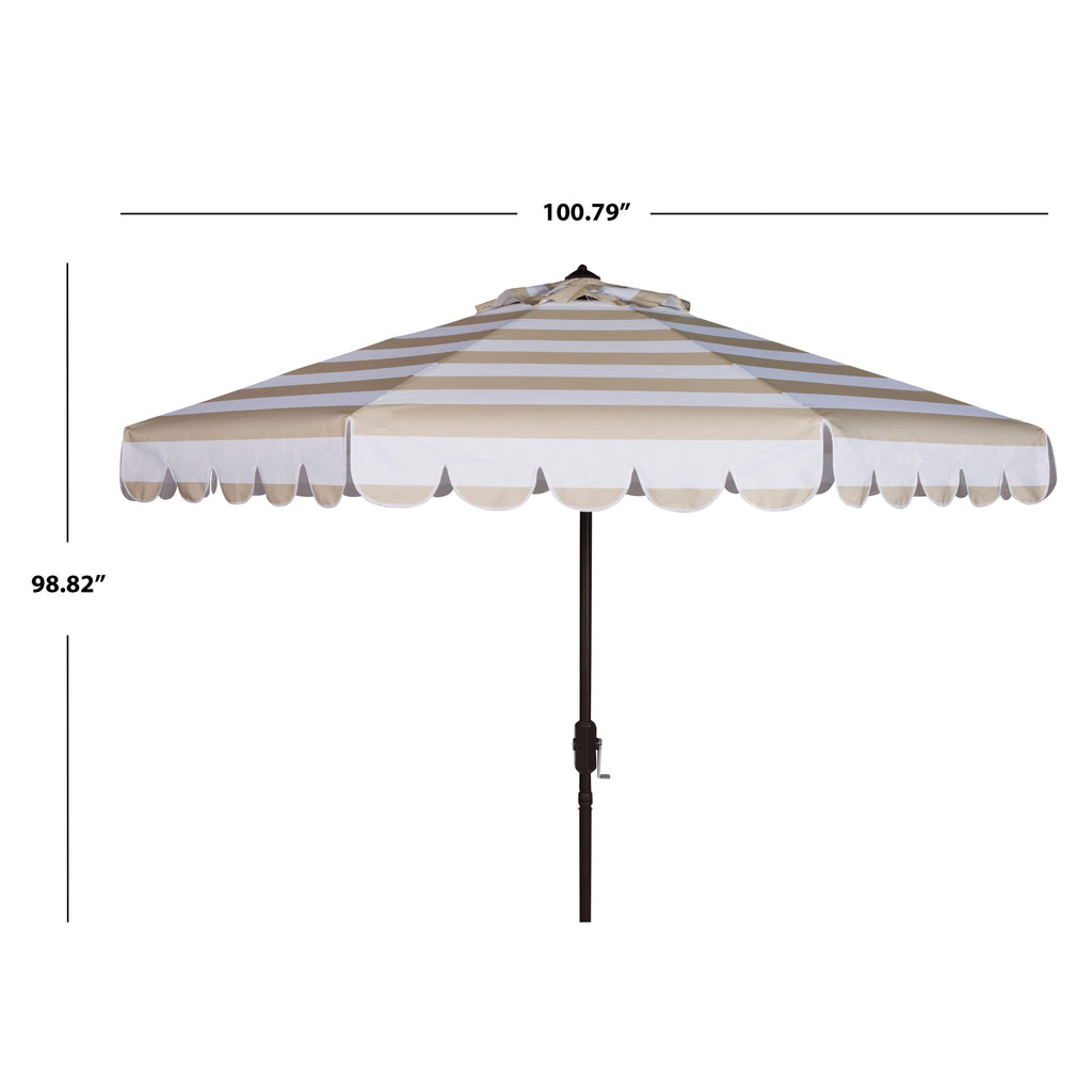 Parapluie à manivelle rayé SAFAVIEH Nargiz de 2,7 m, à motif festonné