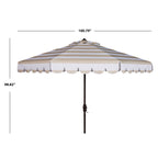 Parapluie à manivelle rayé SAFAVIEH Nargiz de 2,7 m, à motif festonné