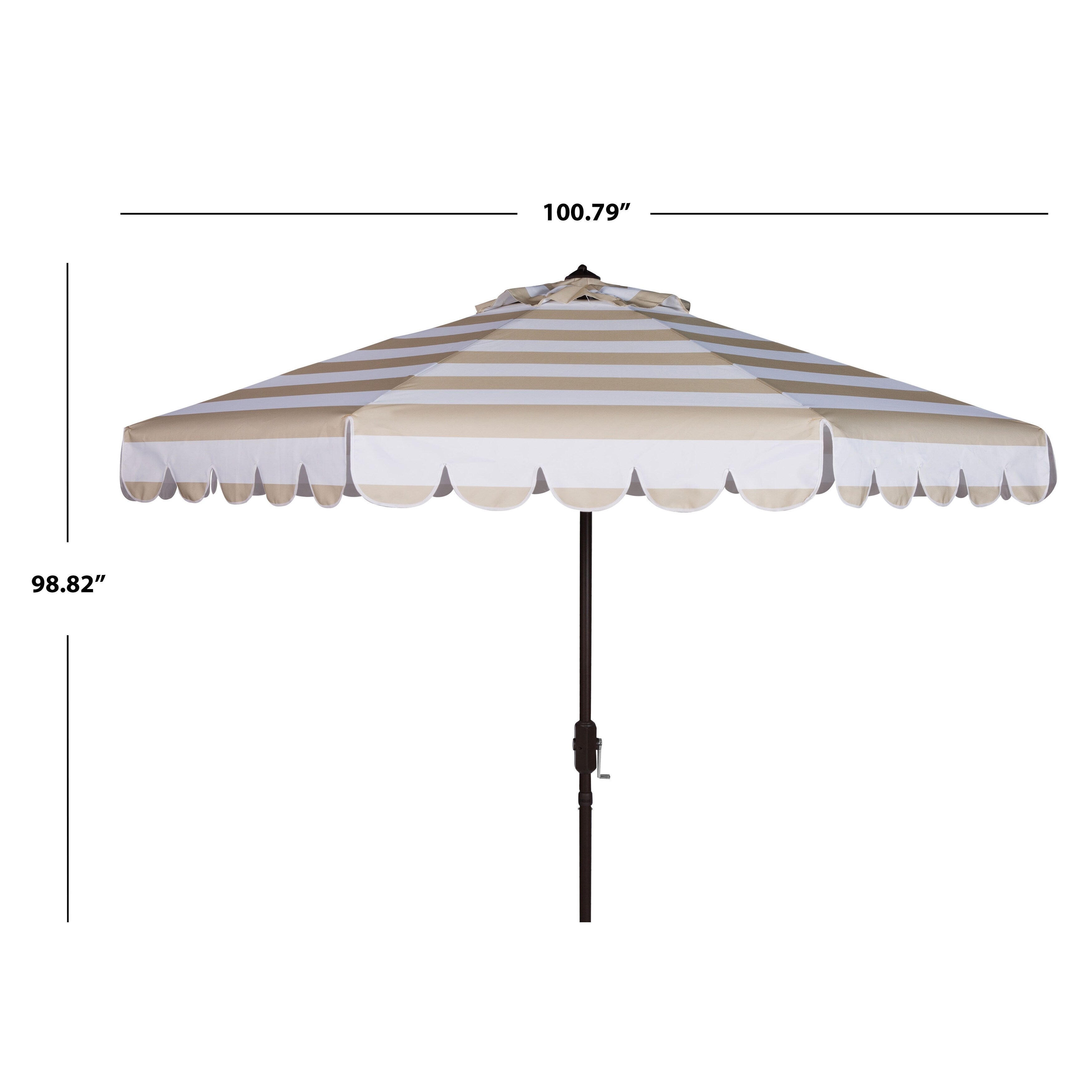 Parapluie à manivelle rayé SAFAVIEH Nargiz de 2,7 m, à motif festonné