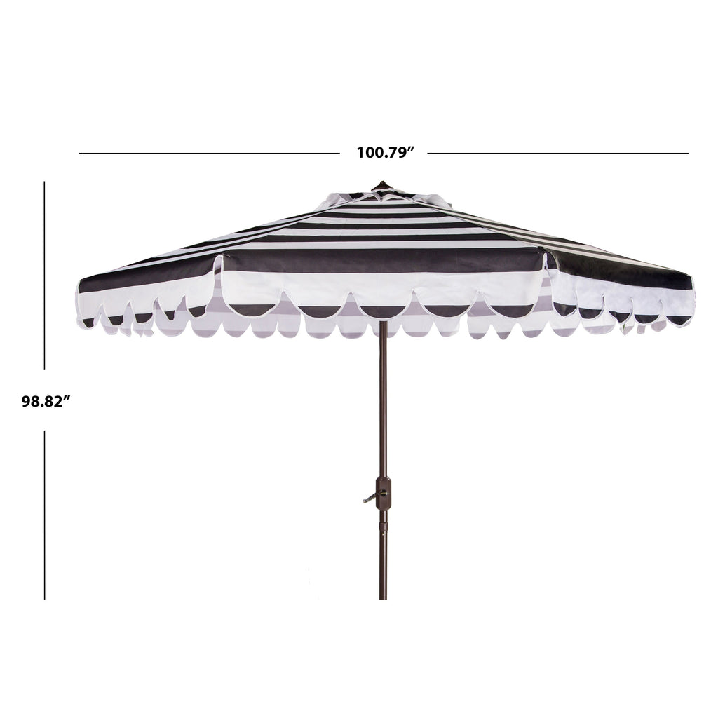 Parapluie à manivelle rayé SAFAVIEH Nargiz de 2,7 m, à motif festonné