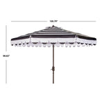 Parapluie à manivelle rayé SAFAVIEH Nargiz de 2,7 m, à motif festonné