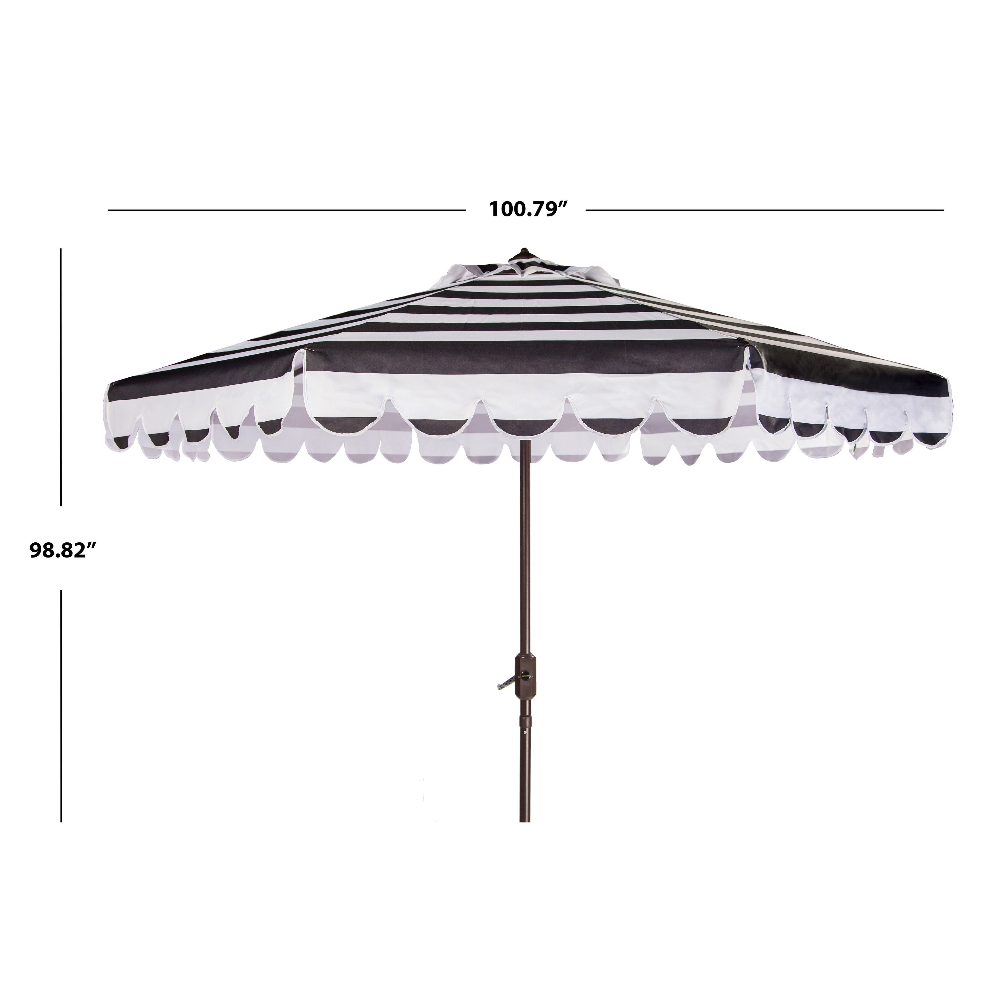 Parapluie à manivelle rayé SAFAVIEH Nargiz de 2,7 m, à motif festonné