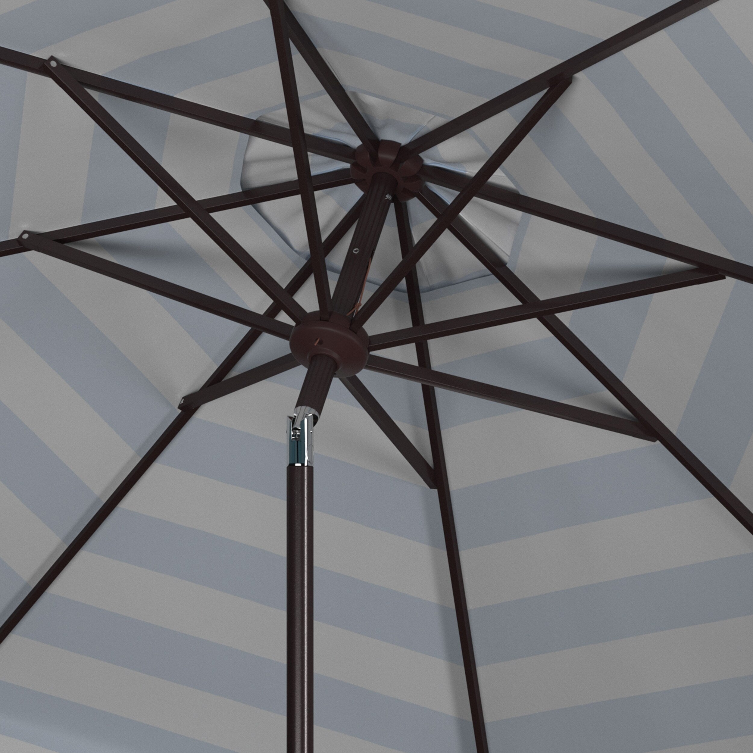 Parapluie à manivelle rayé SAFAVIEH Nargiz de 2,7 m, à motif festonné