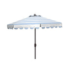 Parapluie à manivelle rayé SAFAVIEH Nargiz de 2,7 m, à motif festonné