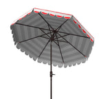 Parapluie à manivelle rayé SAFAVIEH Nargiz de 2,7 m, à motif festonné