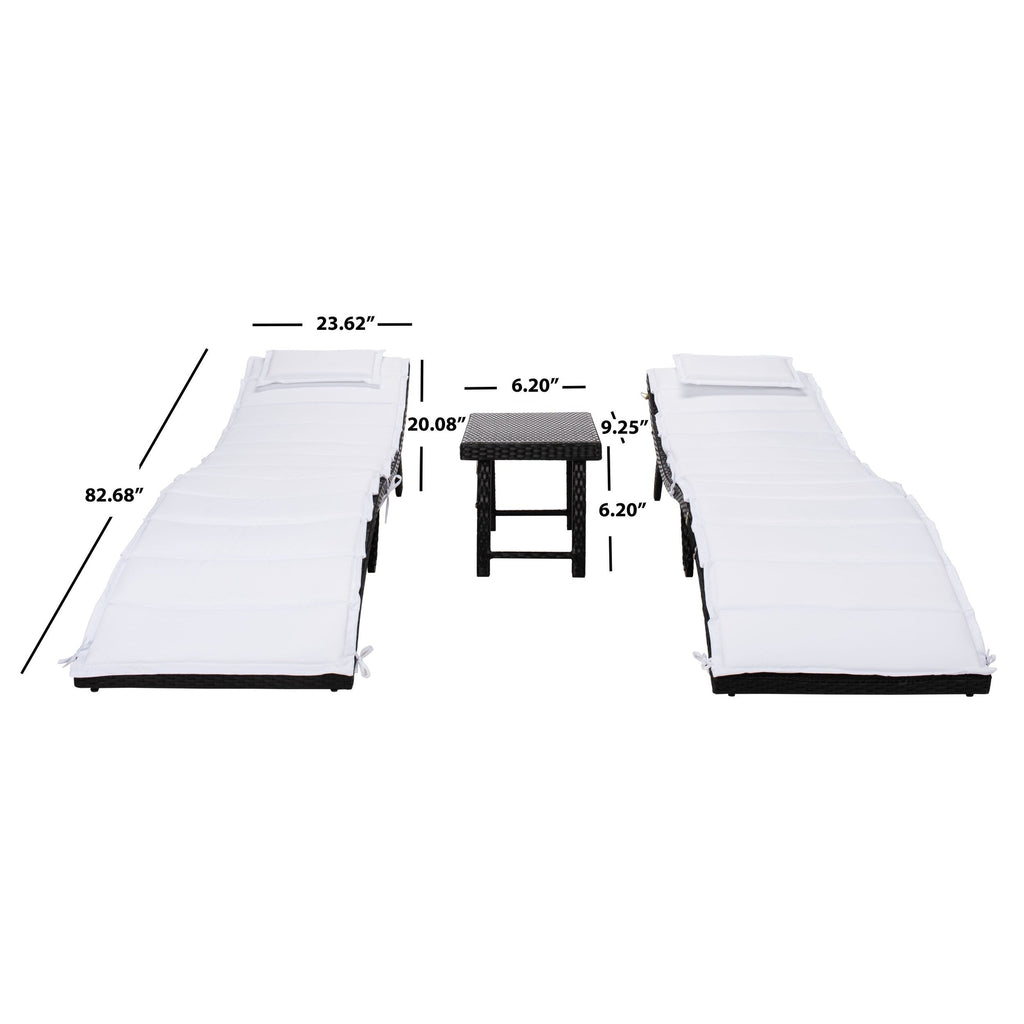 Ensemble de chaises longues d'extérieur Blaguna 3 pièces SAFAVIEH - 83 L x 20 P x 24 H
