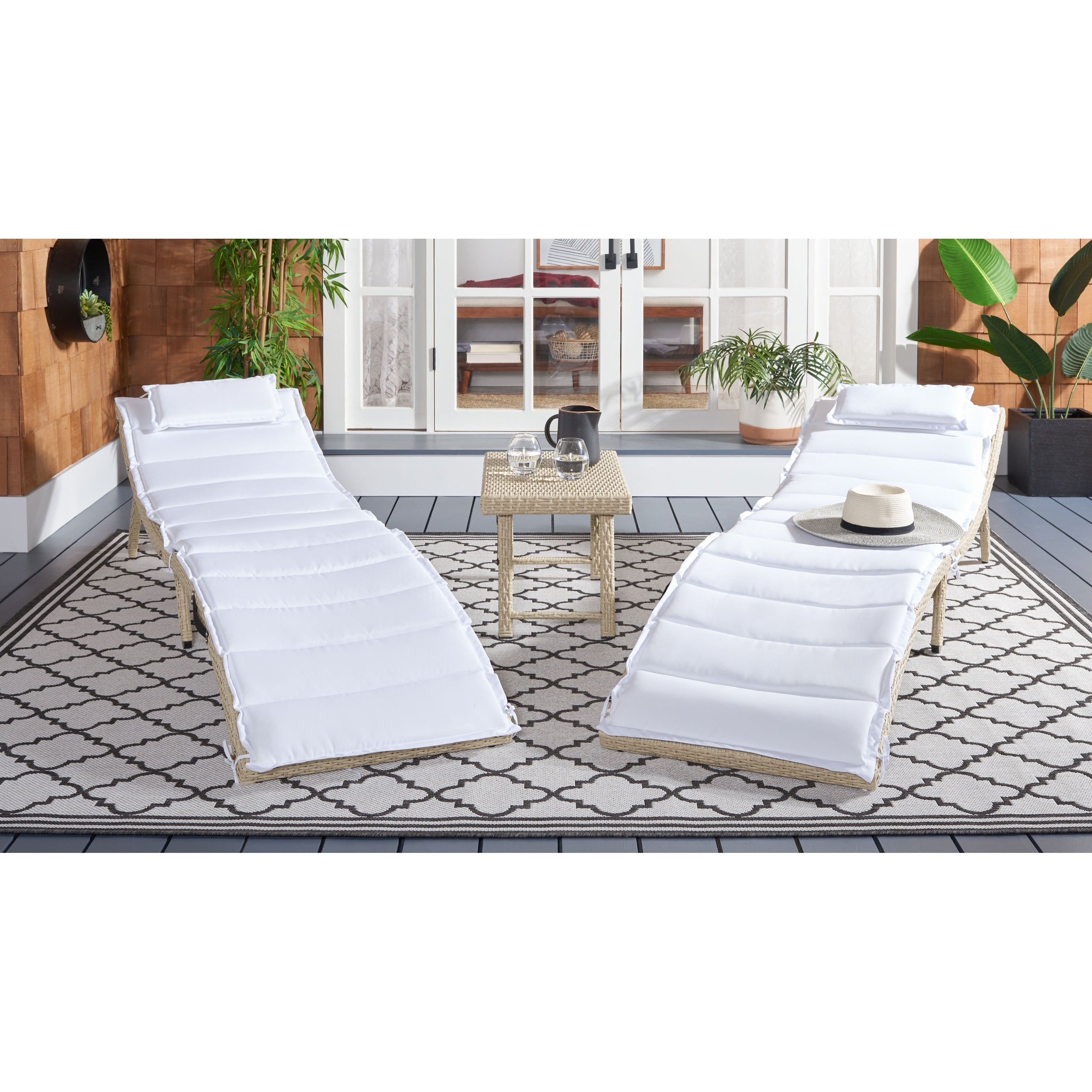 Ensemble de chaises longues d'extérieur Blaguna 3 pièces SAFAVIEH - 83 L x 20 P x 24 H