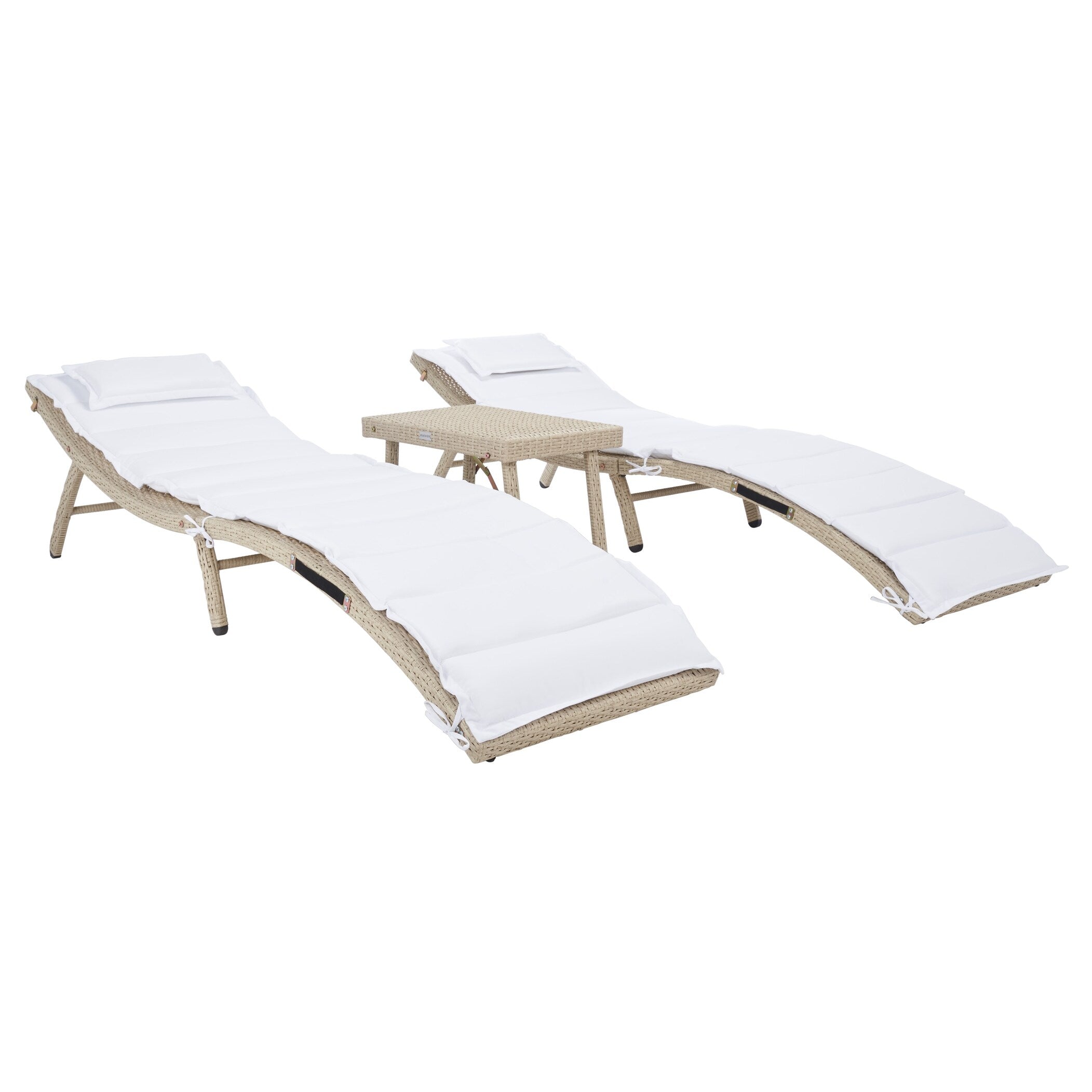 Ensemble de chaises longues d'extérieur Blaguna 3 pièces SAFAVIEH - 83 L x 20 P x 24 H