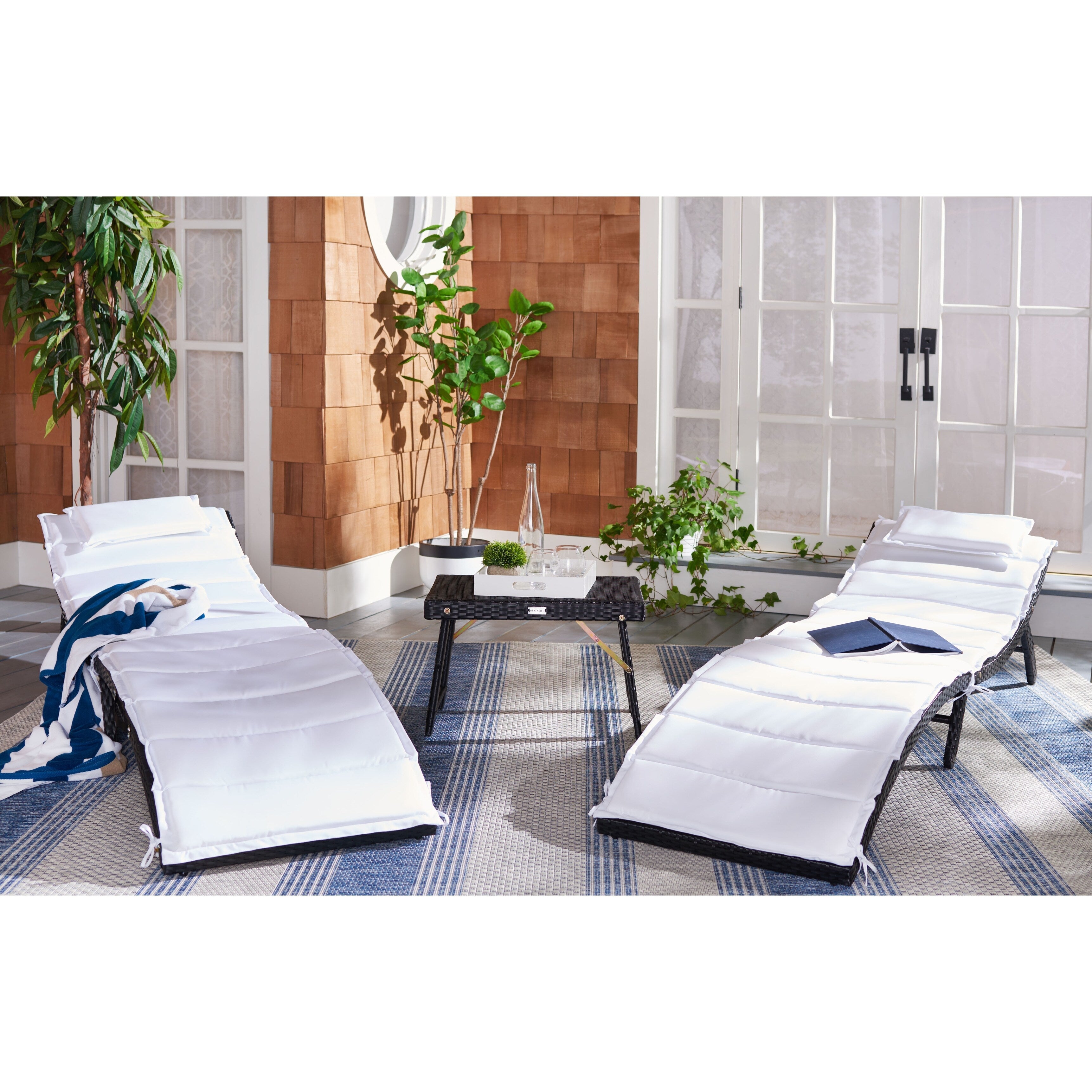 Ensemble de chaises longues d'extérieur Blaguna 3 pièces SAFAVIEH - 83 L x 20 P x 24 H