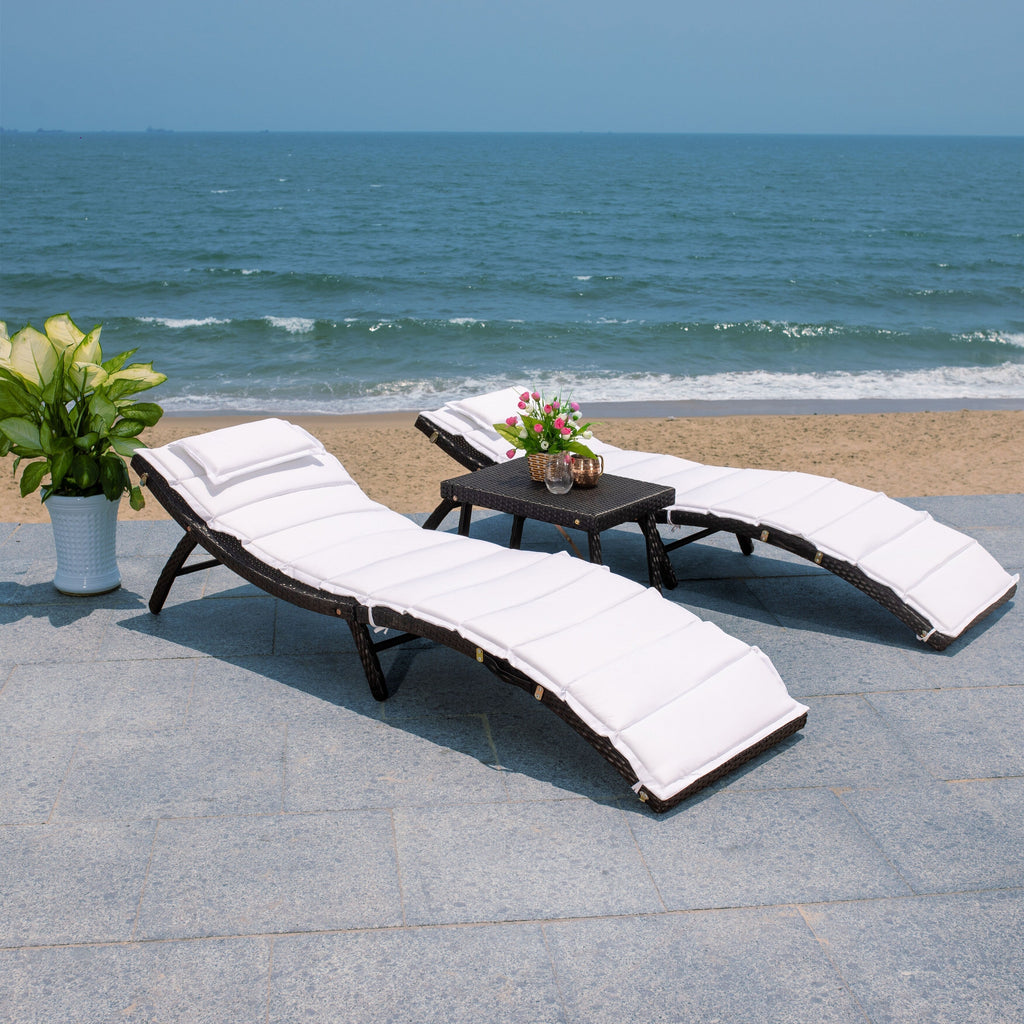Ensemble de chaises longues d'extérieur Blaguna 3 pièces SAFAVIEH - 83 L x 20 P x 24 H