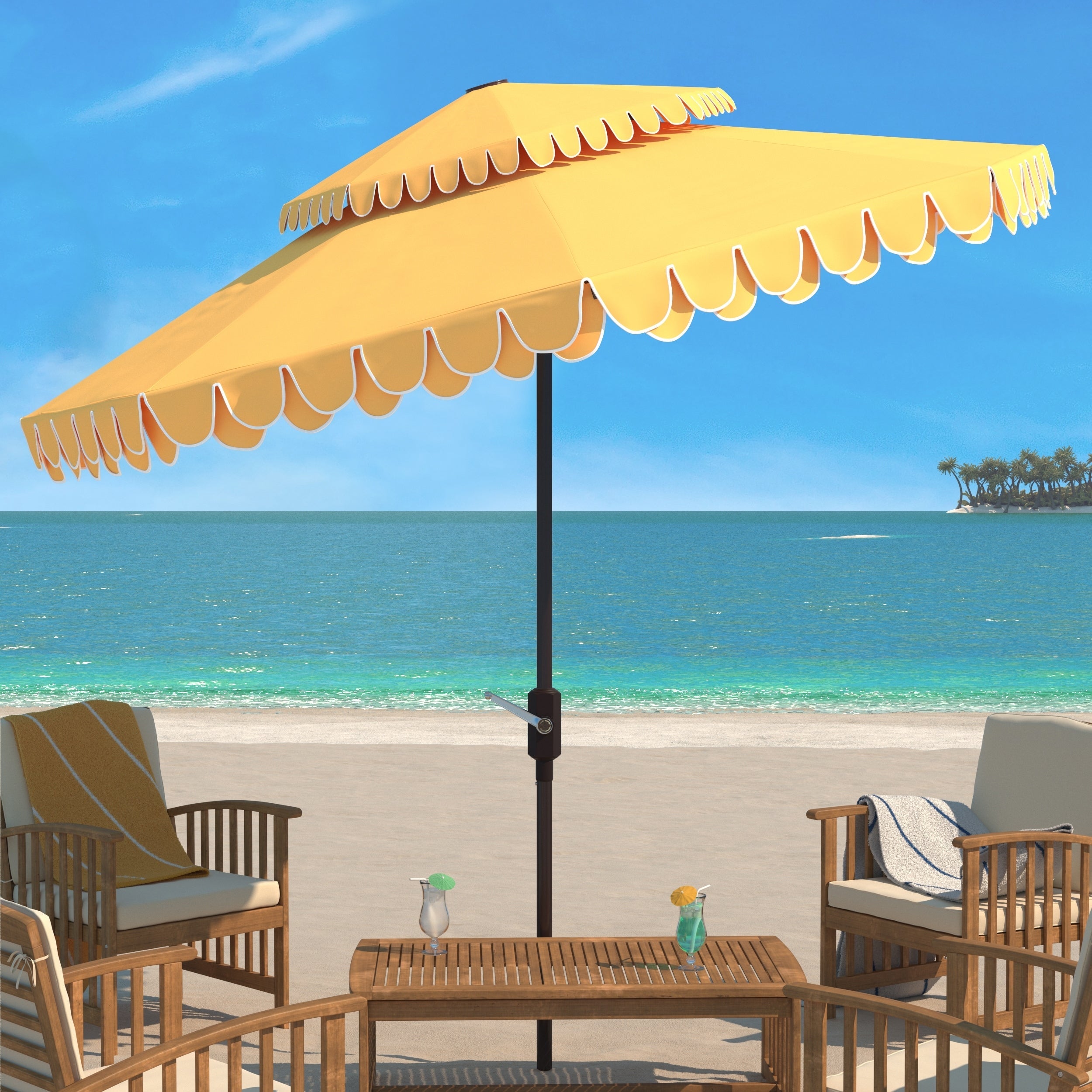 Parasol double toit SAFAVIEH Outdoor Kjerstin Valance 9 pieds