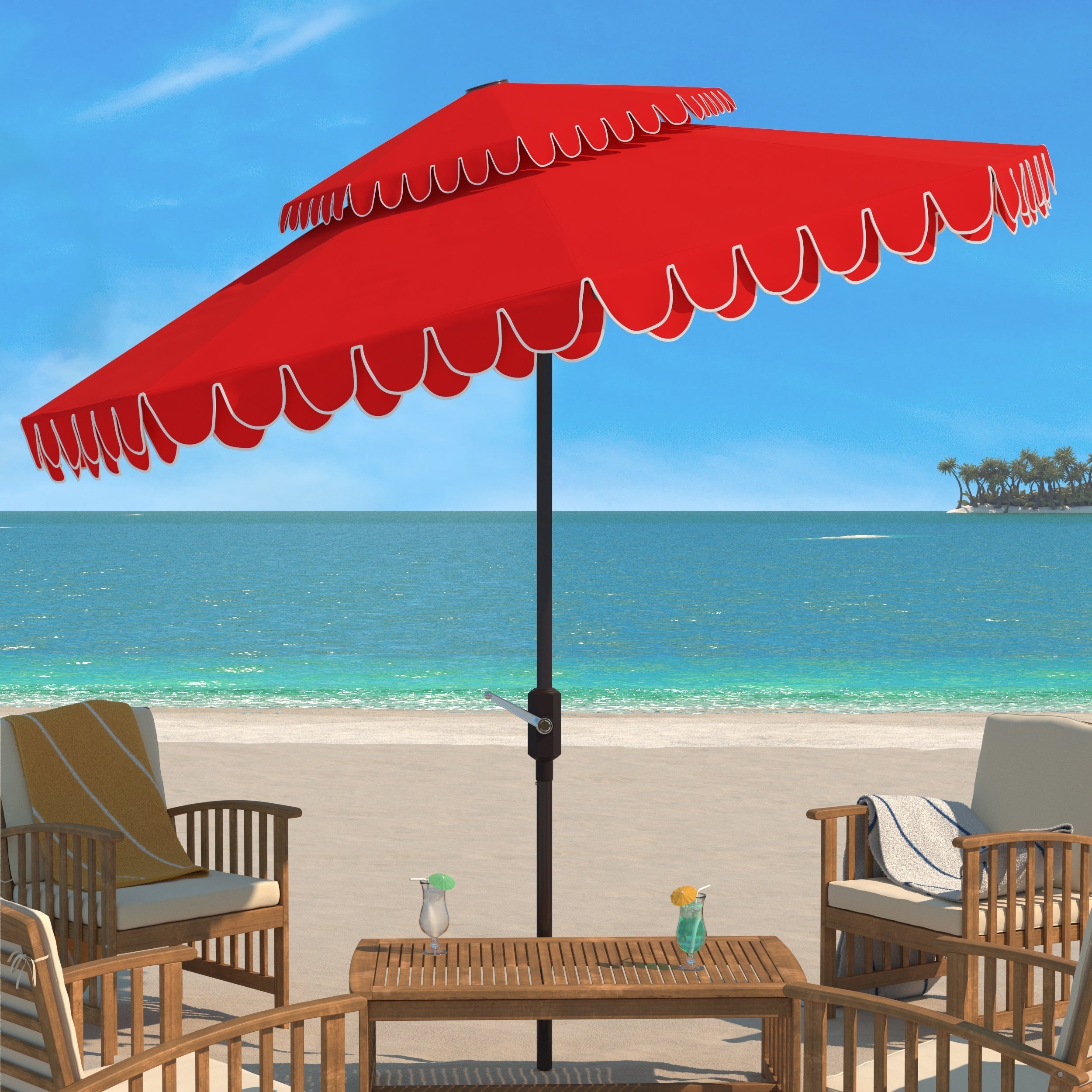 Parasol double toit SAFAVIEH Outdoor Kjerstin Valance 9 pieds