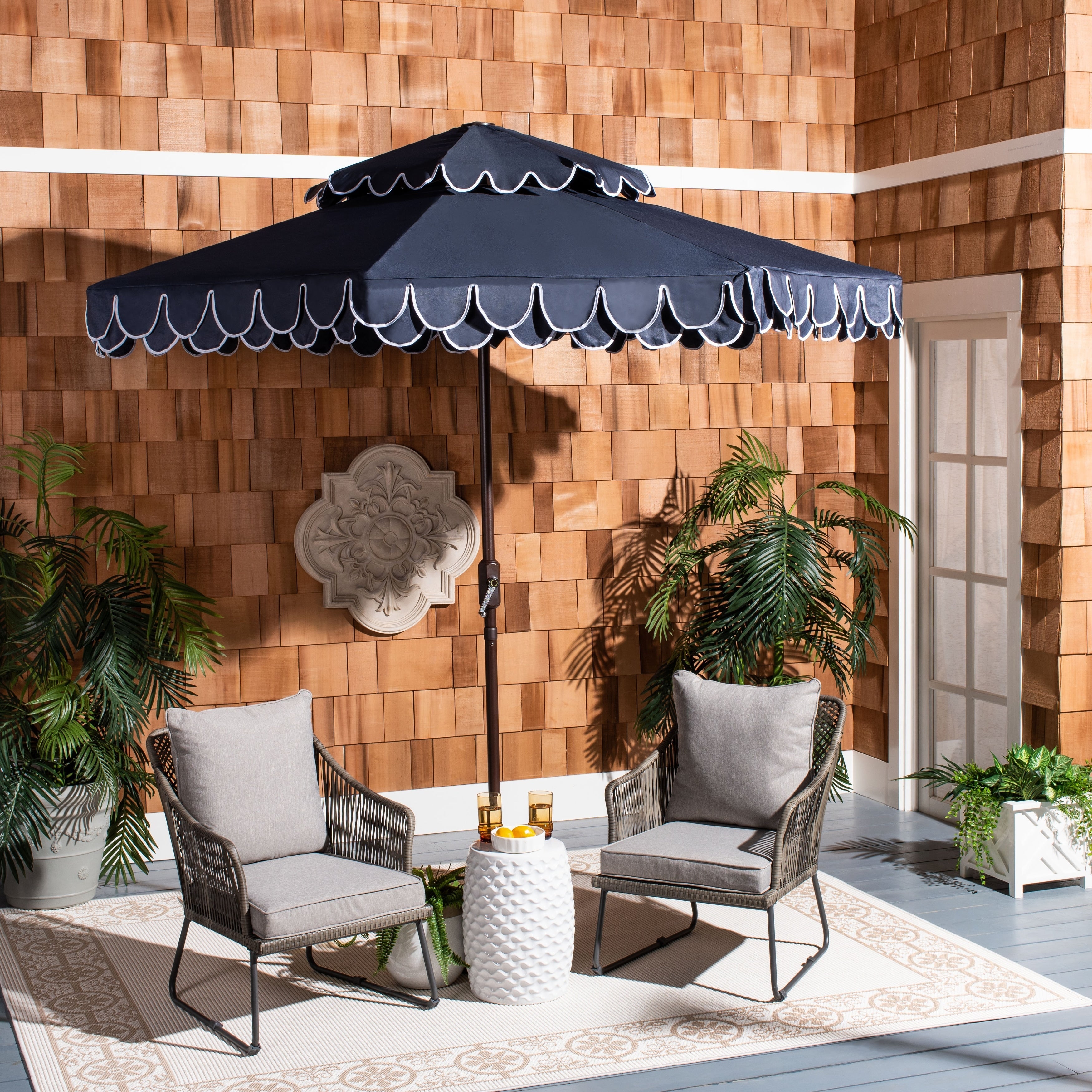 Parasol double toit SAFAVIEH Outdoor Kjerstin Valance 9 pieds