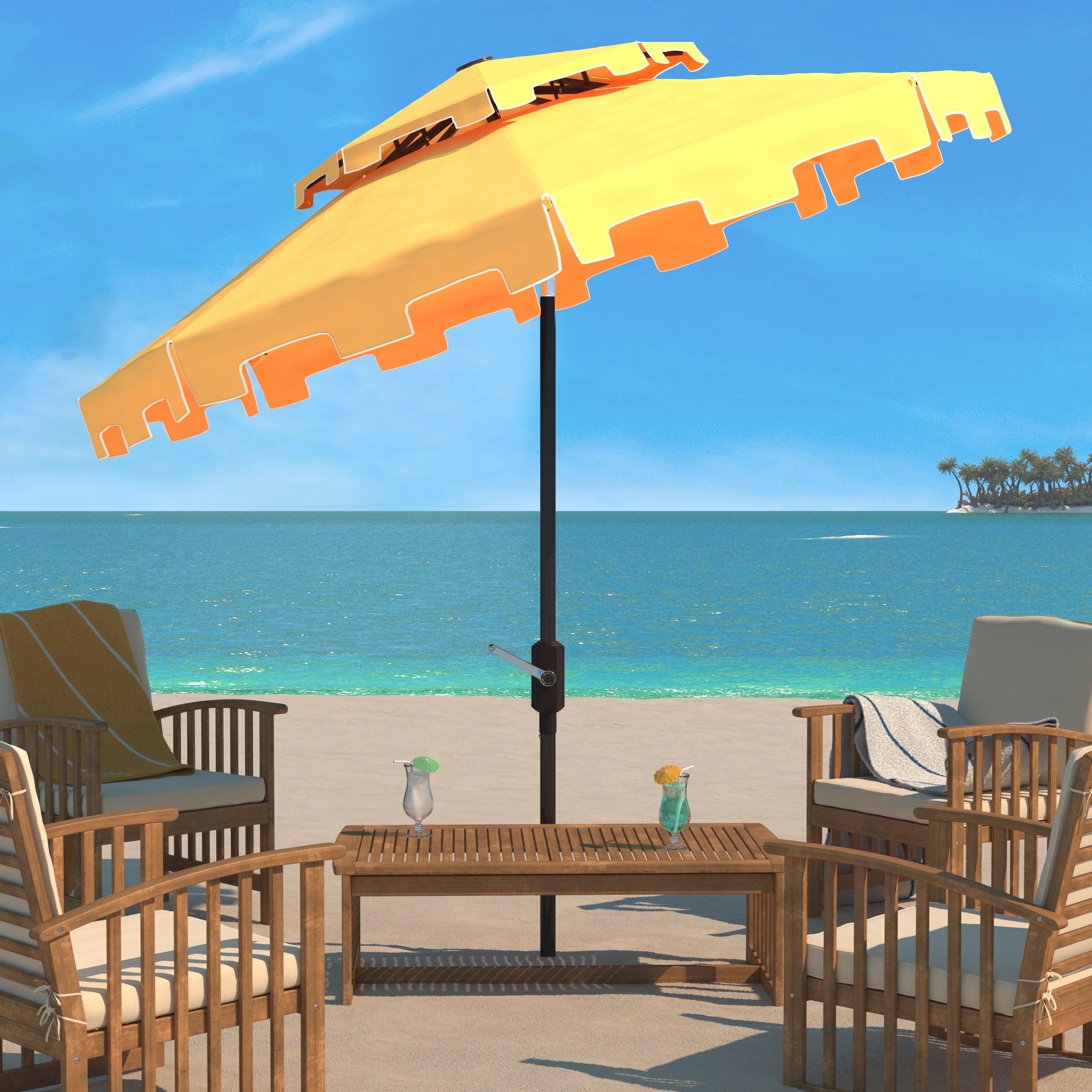 Parasol de marché double SAFAVIEH Outdoor Livia 9 pieds, base non incluse